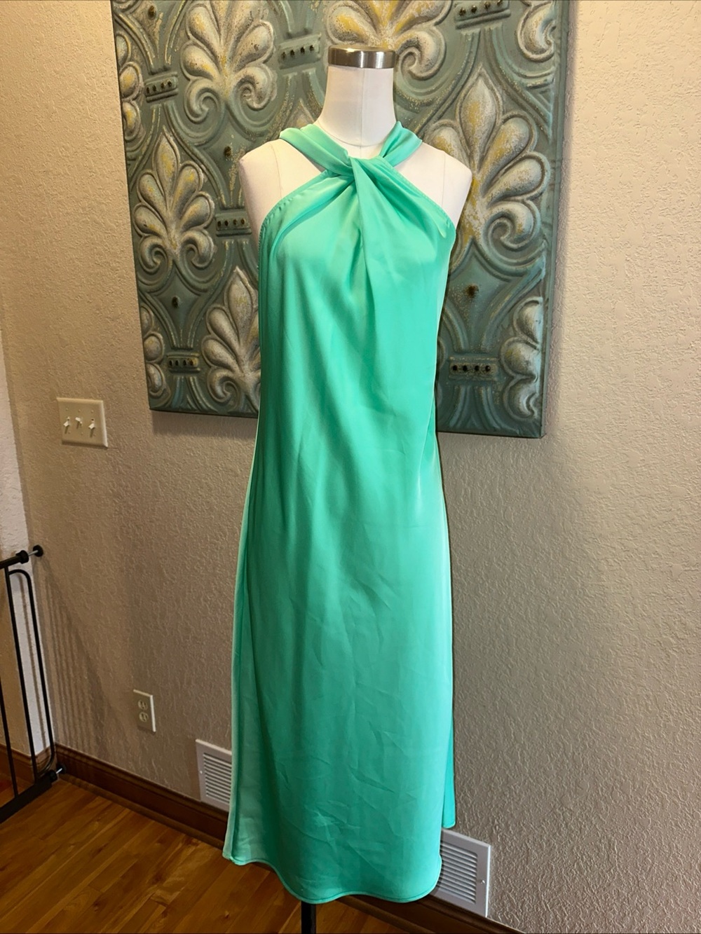 A New Day Dress Womens S Maxi Long Sleeveless Keyhole Neck Summer Green NWT